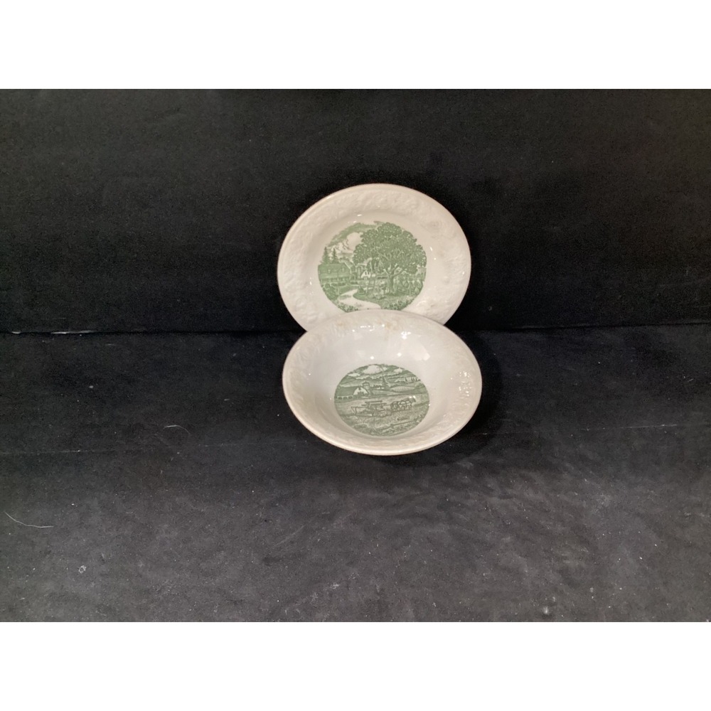 Homer Laughlin Pastoral Green Bread Plate/Soup Bowl *